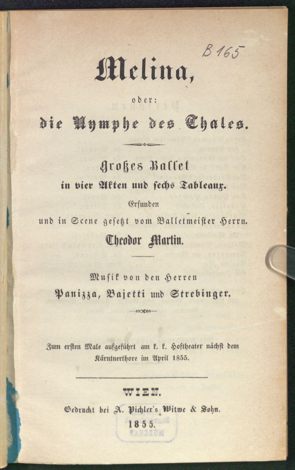 Cover of Melina, oder: die Nymphe des Thales