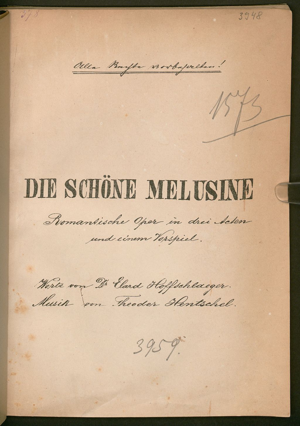 Cover of Die schöne Melusine - BSB Slg.Her 3948