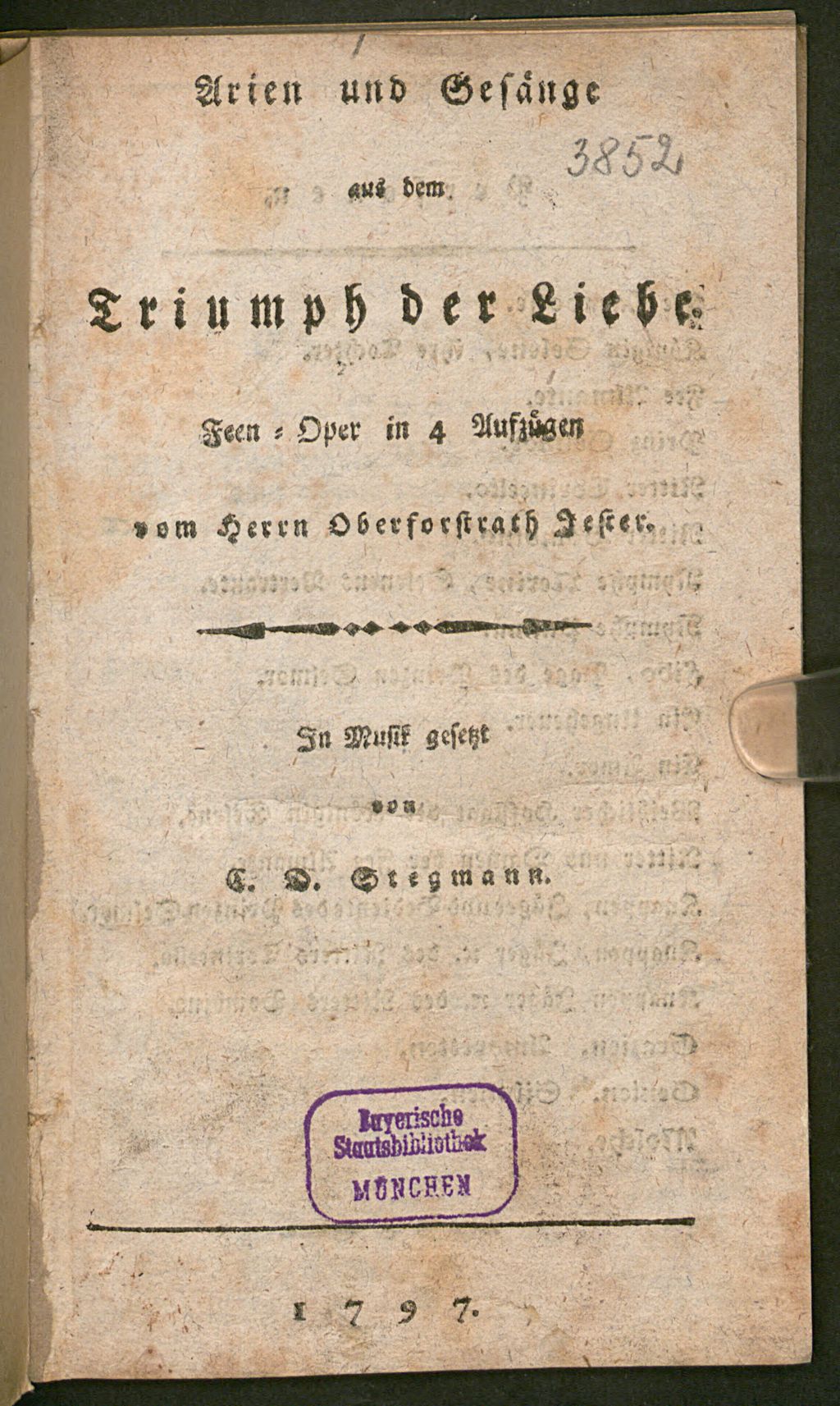 Cover of Arien und Gesänge aus dem Triumph der Liebe