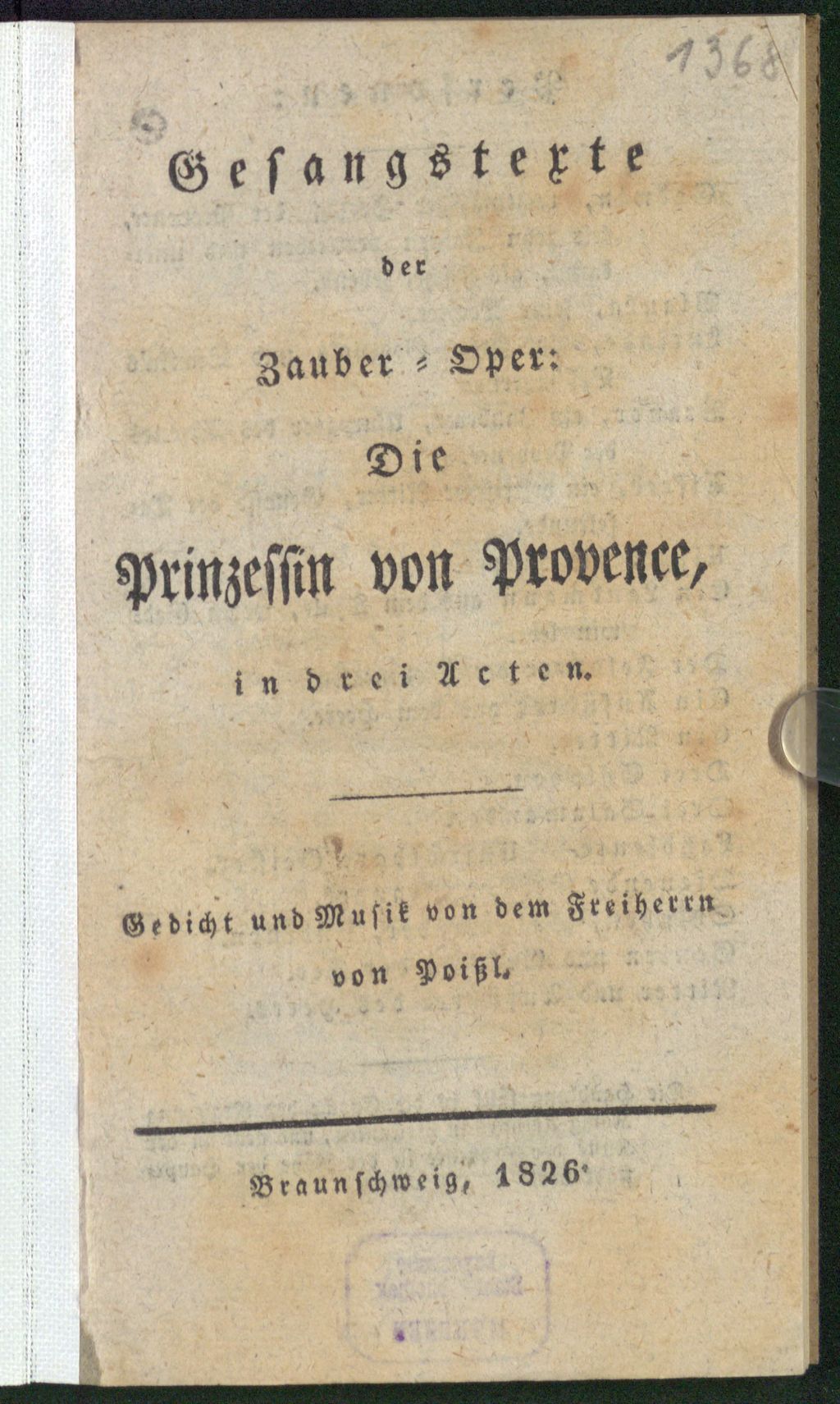 Cover of Gesangstexte der Zauber-Oper: Die Prinzessin von Provence