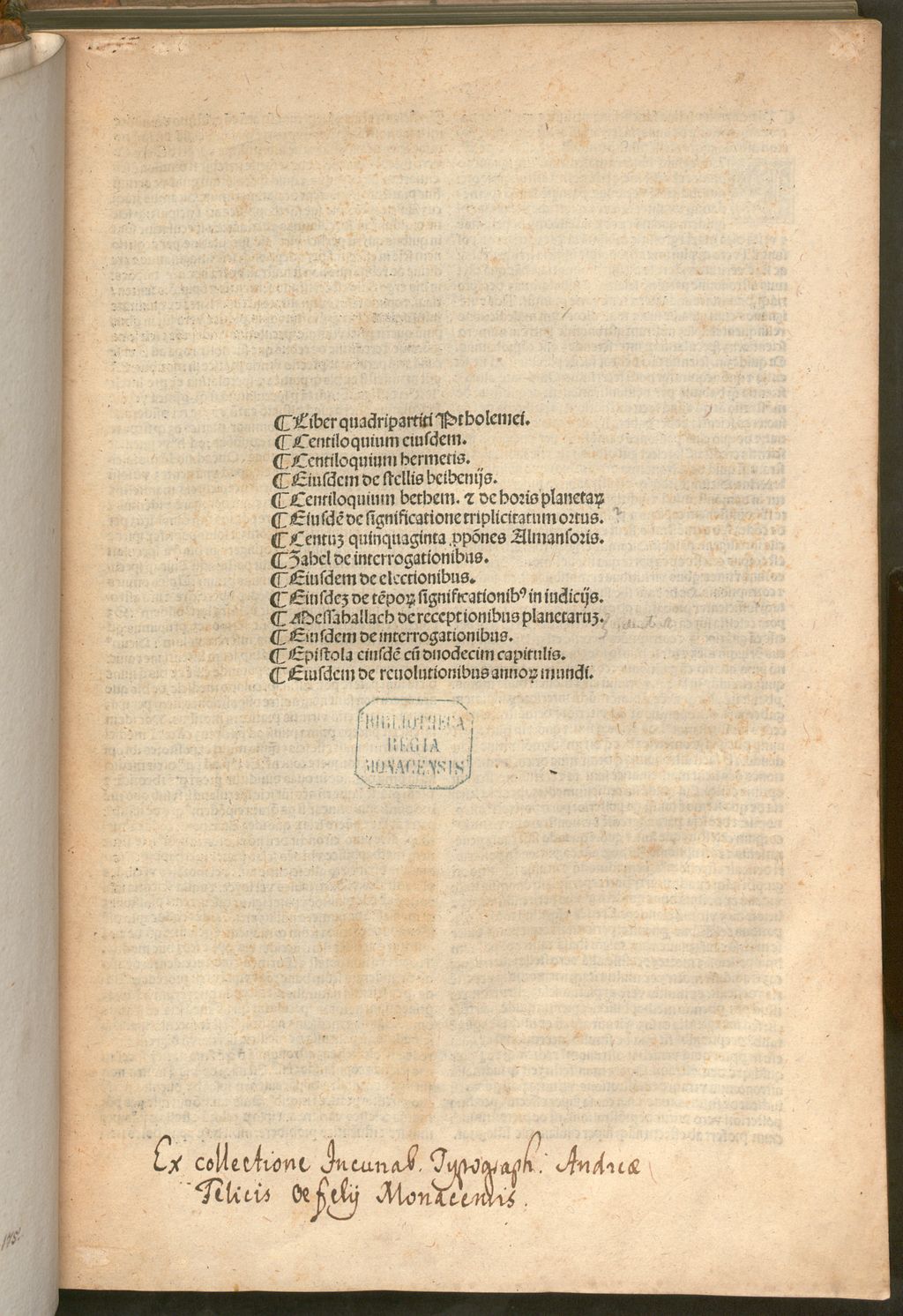 Cover of Liber quadripartiti Ptholemei