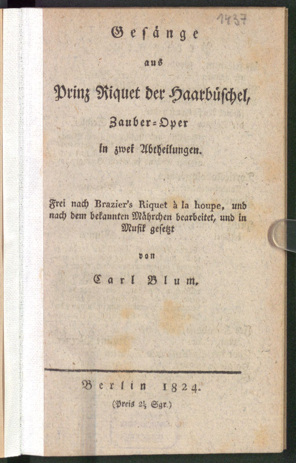Cover of Gesänge aus Prinz Riquet der Haarbüschel