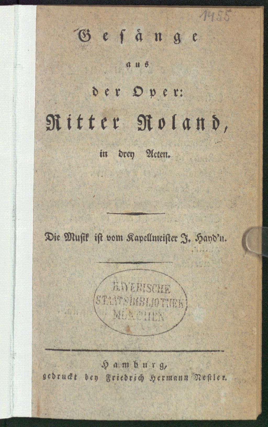 Cover of Gesänge aus der Oper: Ritter Roland