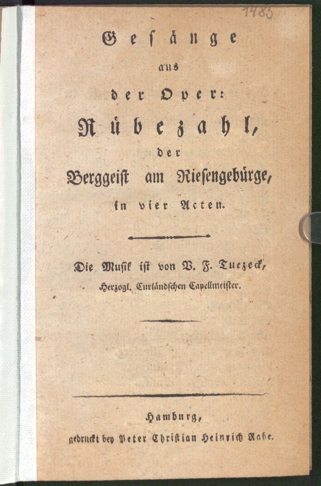 Cover of Gesänge aus der Oper: Rübezahl, der Berggeist am Riesengebürge