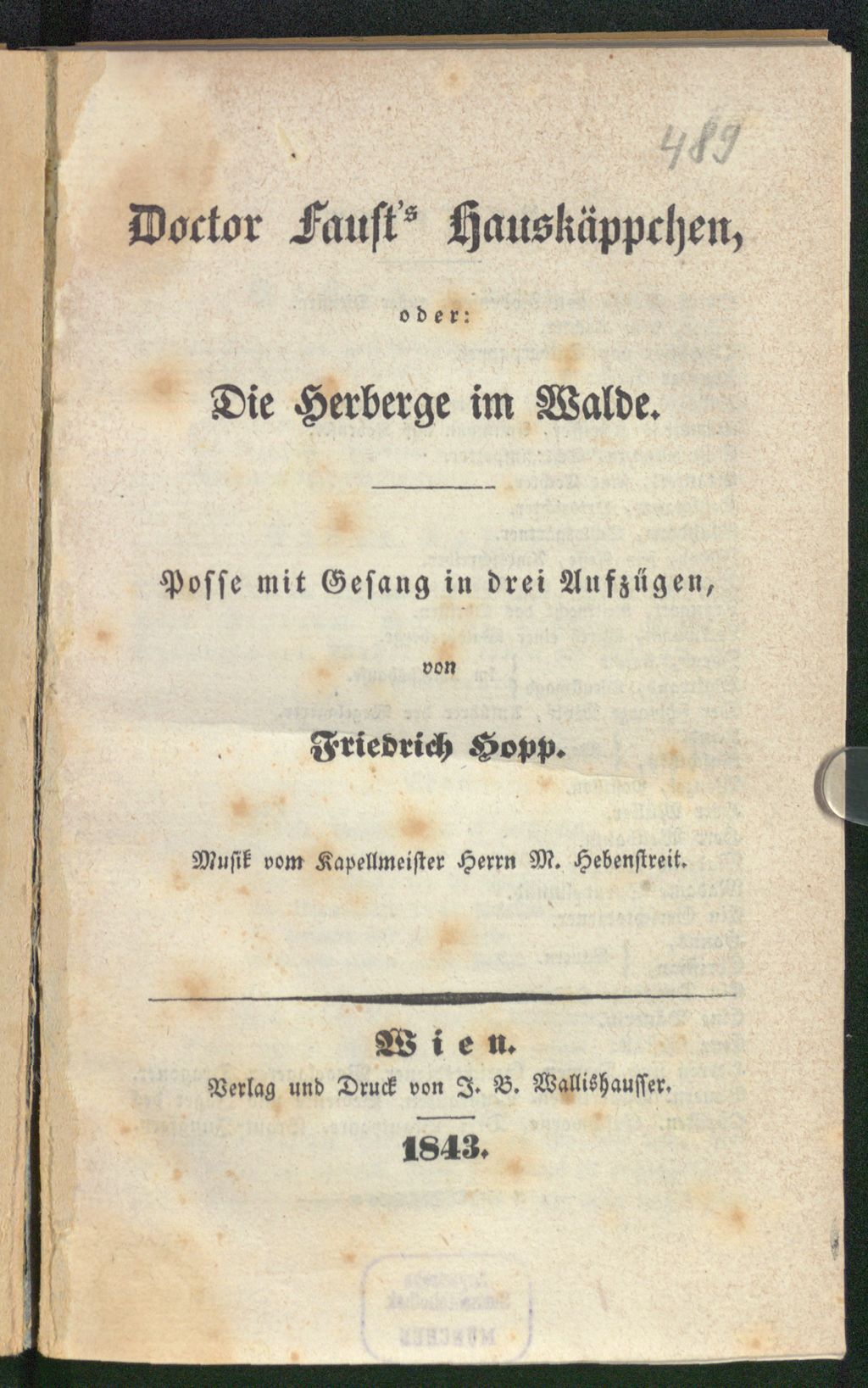 Cover of Doctor Faust's Hauskäppchen, oder: Die Herberge im Walde