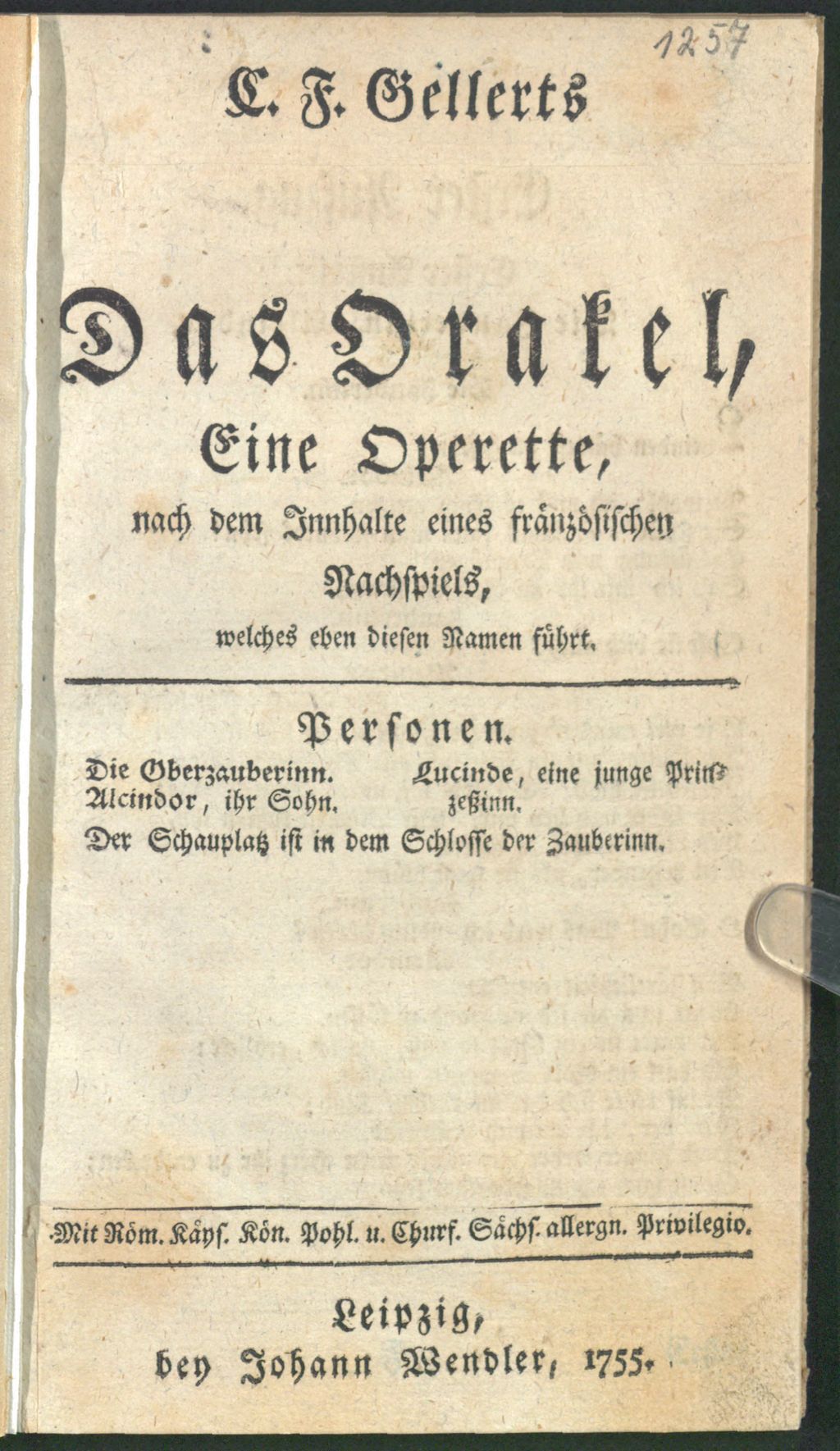 Cover of G. F. Gellerts Das Orakel