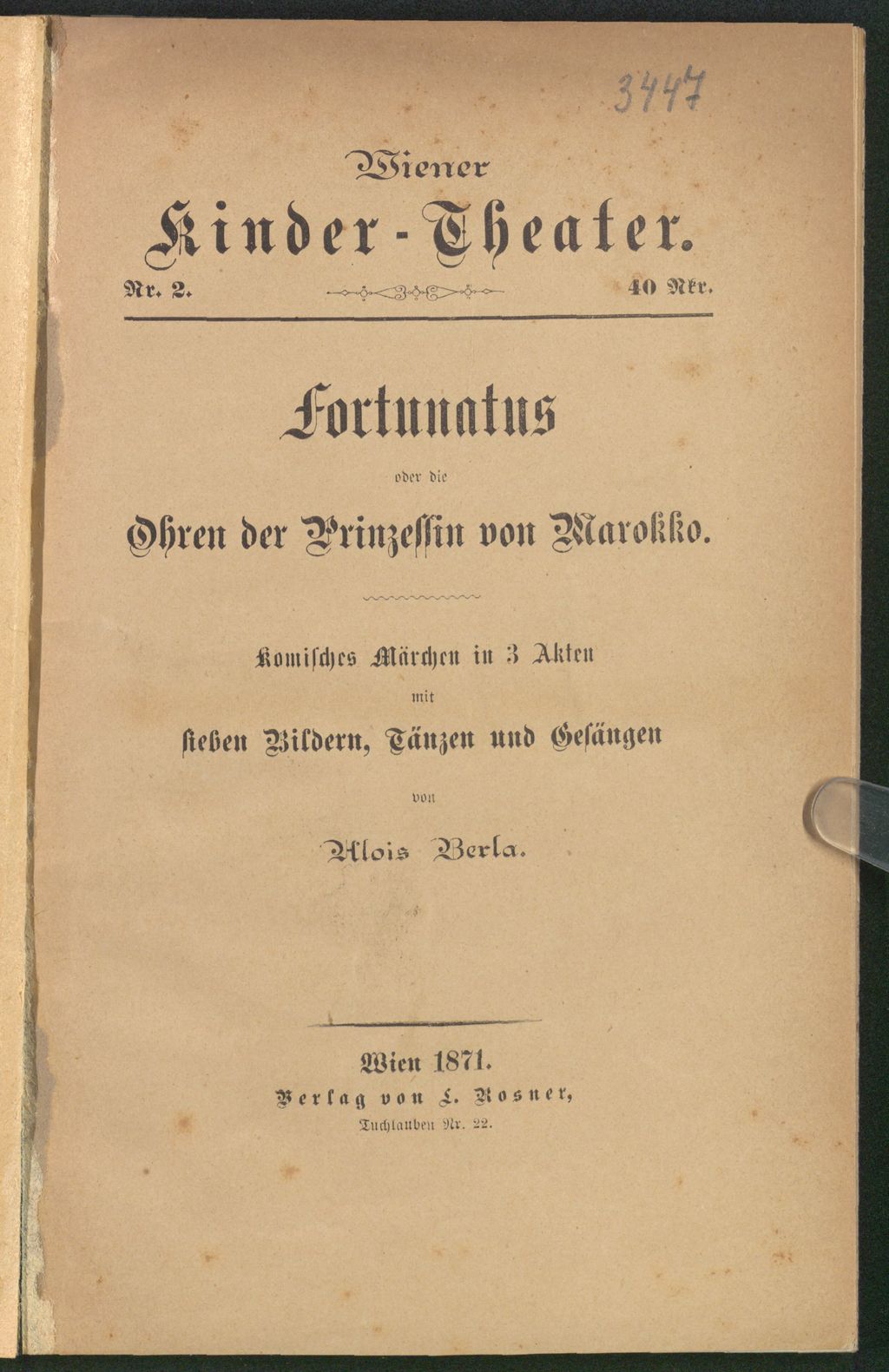 Cover of Fortunatus oder die Ohren der Prinzessin von Marokko