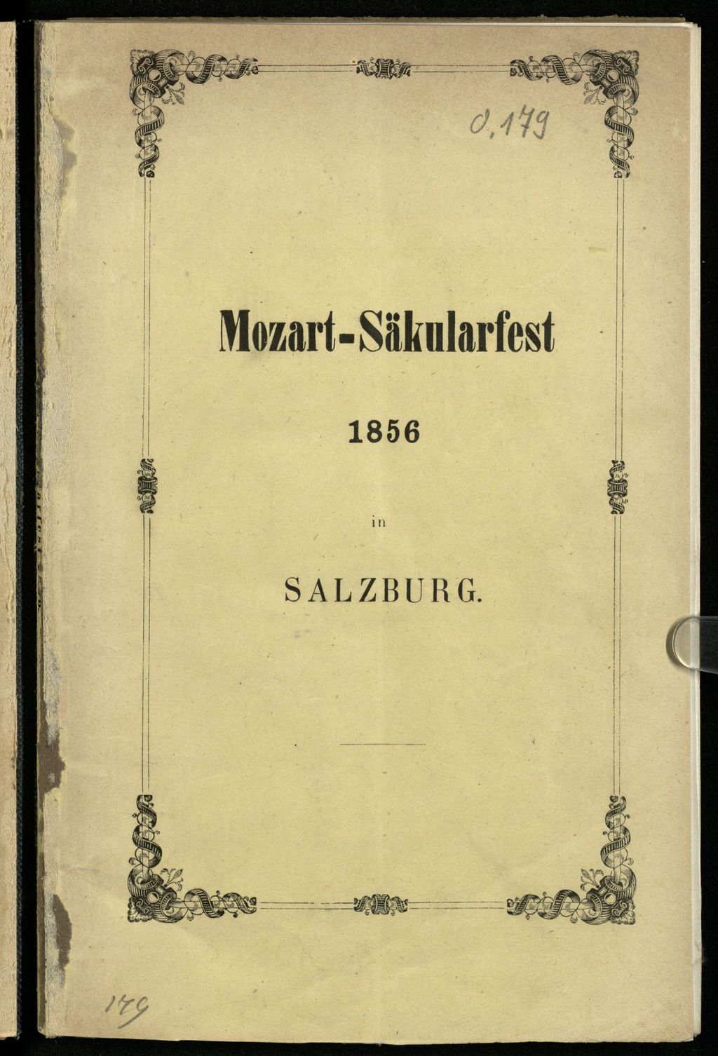 Cover of Mozart-Säkularfest am 6., 7., 8. und 9. September 1856 in Salzburg