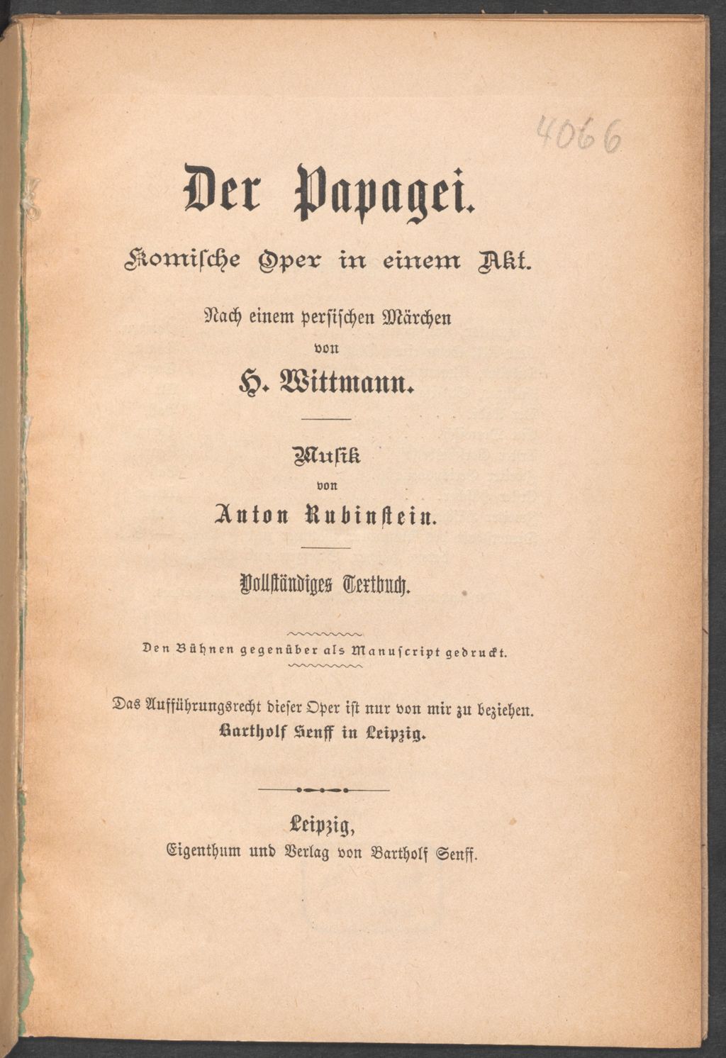 Cover of Der Papagei