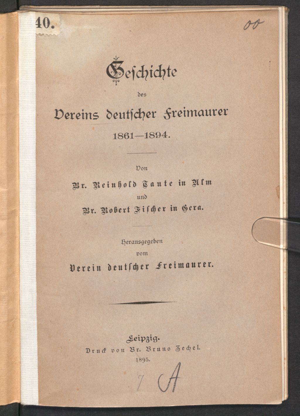 Cover of Geschichte des Vereins Deutscher Freimaurer , 1861 - 1894