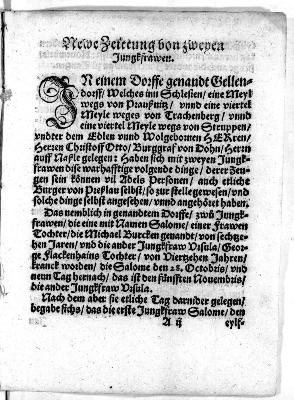 Cover of Warhafftige Newe Zeyttung Von zweyen Junckfrauwen Wie dieselbigen in jren schweren Kranckheyten angefangen zu Tantzen bey zehen Tagen vnd Nächten