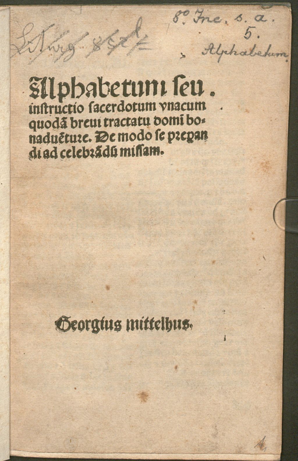 Cover of Alphabetum seu instructio sacerdotum