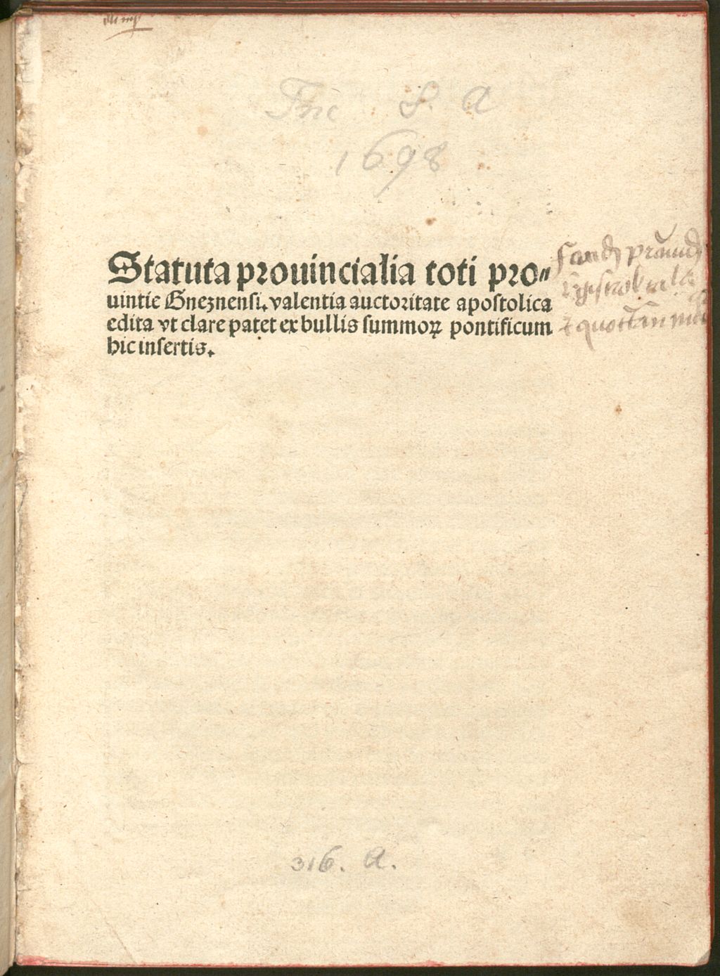 Cover of Statuta provincialia Gnesnensia