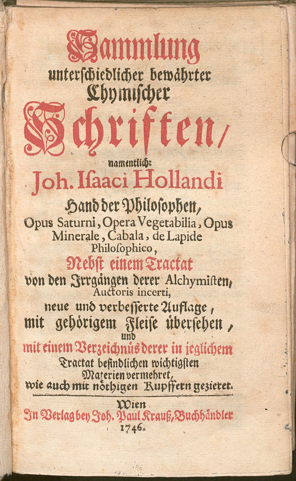 Cover of Sammlung unterschiedlicher bewährter Chymischer Schriften