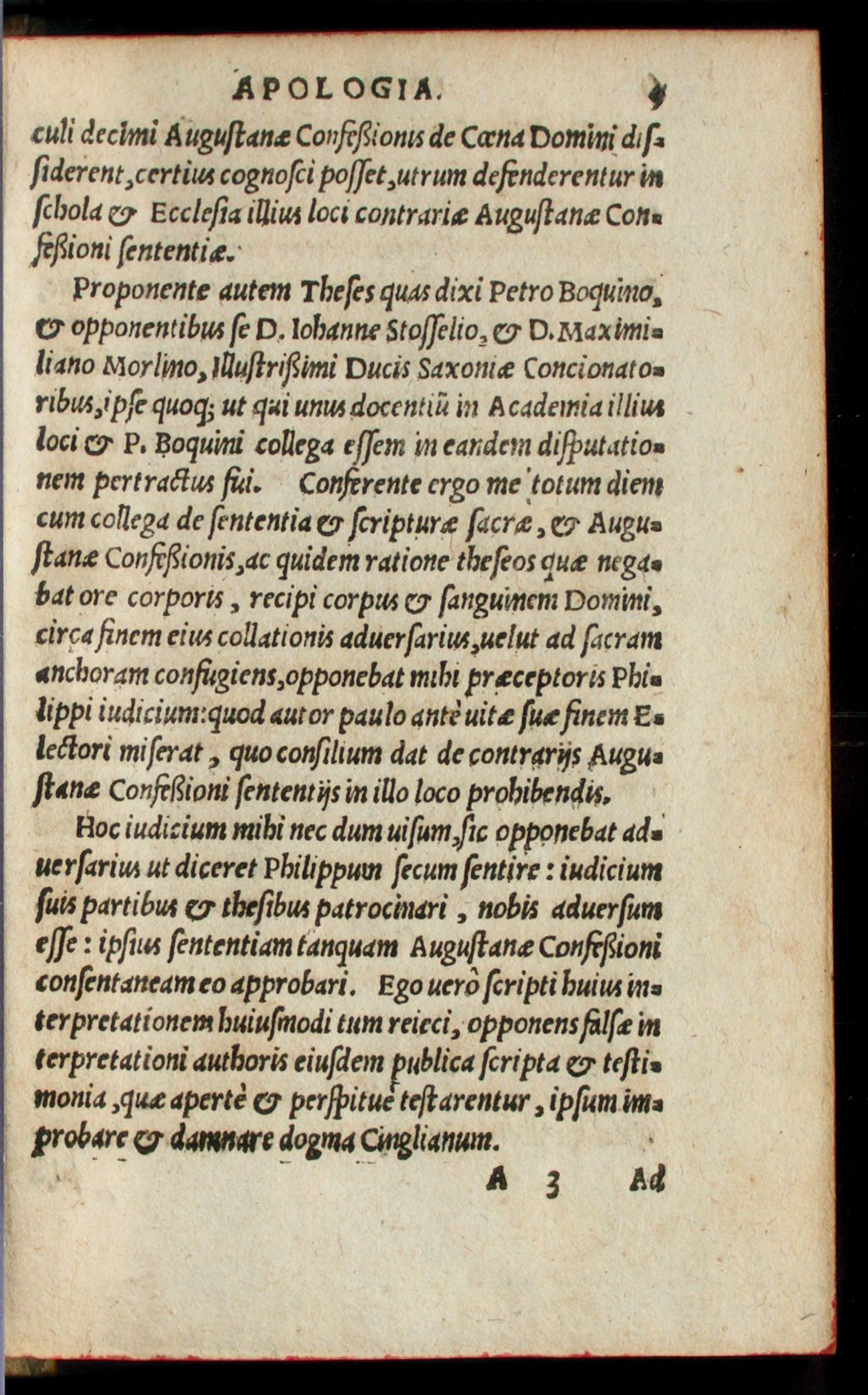 Cover of Adversus Theologos, qui recens Heydelbergae quendam librum de Coena Domini inscriptum ediderunt, Apologia