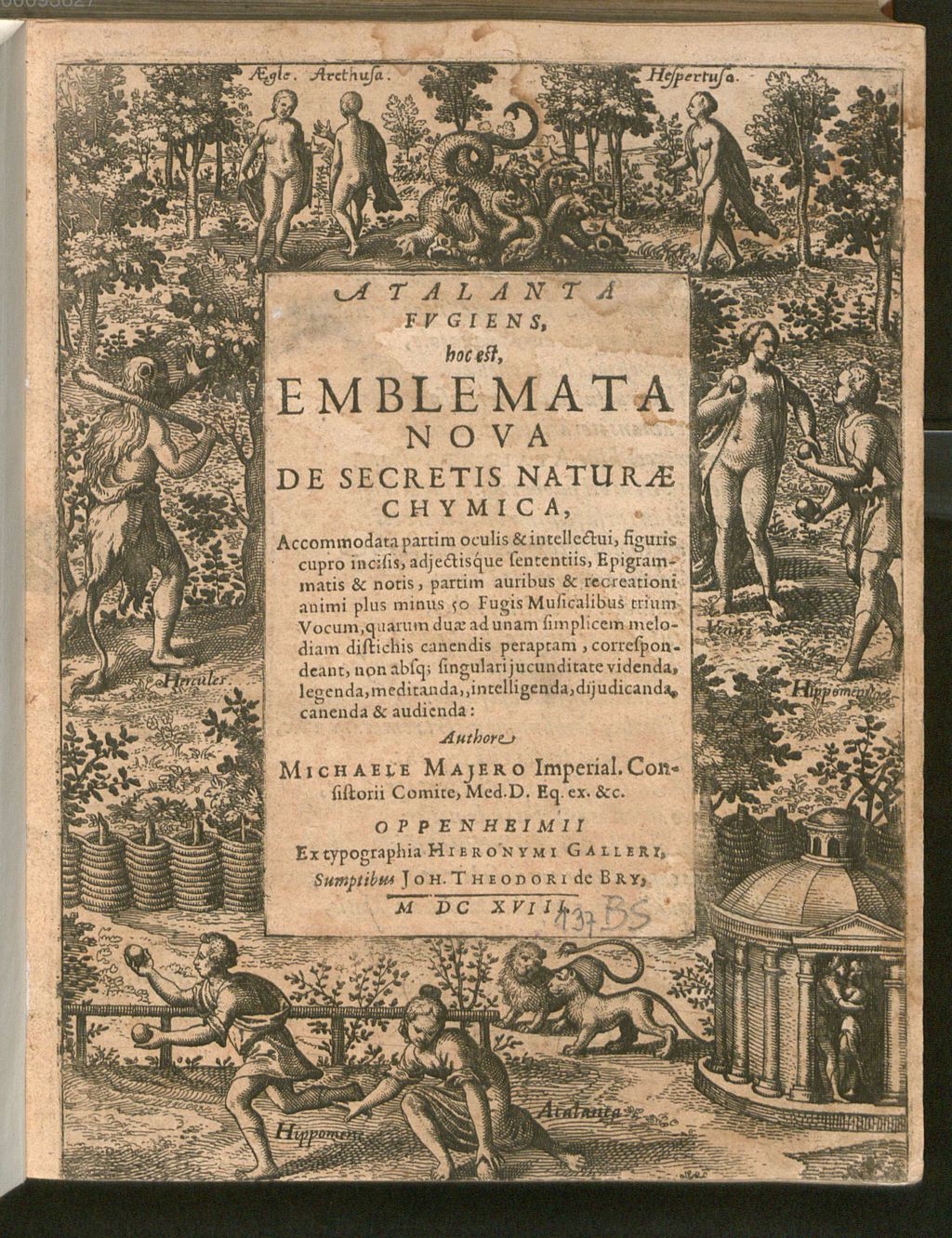 Cover of ATALANTA FVGIENS, hoc est, EMBLEMATA NOVA DE SECRETIS NATURAE CHYMICA