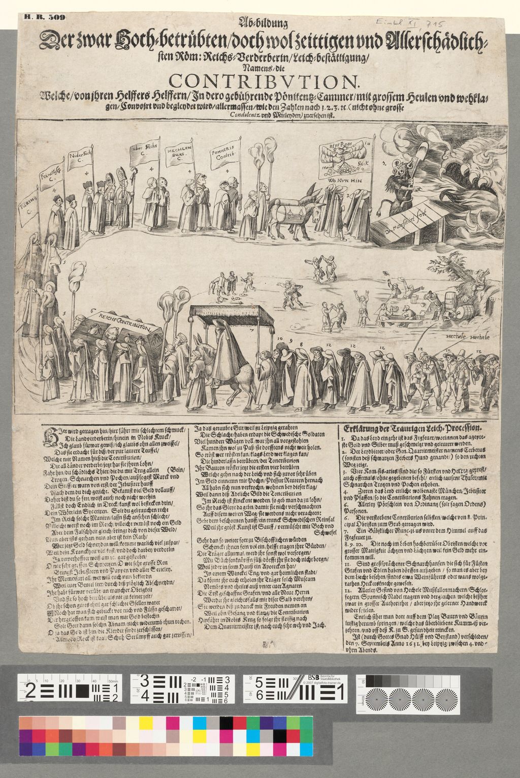 Cover of Ab-bildung Der zwar Hoch-betrübten, doch wol zeittigen vnd Allerschädlichten Röm: Reichs-Verderberin, Leich-bestättigung, Namens die Contribvtion