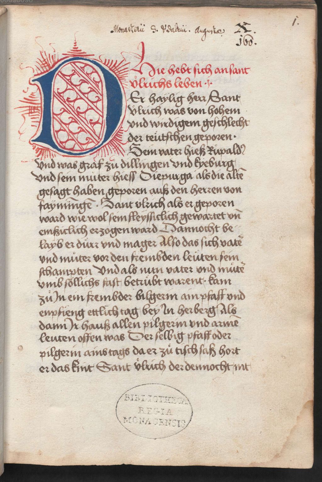 Cover of Legenden der hl. Ulrich, Sintpert und Afra. Johannes von Indersdorf. Heinrich von St. Gallen. Thomas Peuntner. Gebete - BSB Cgm 402