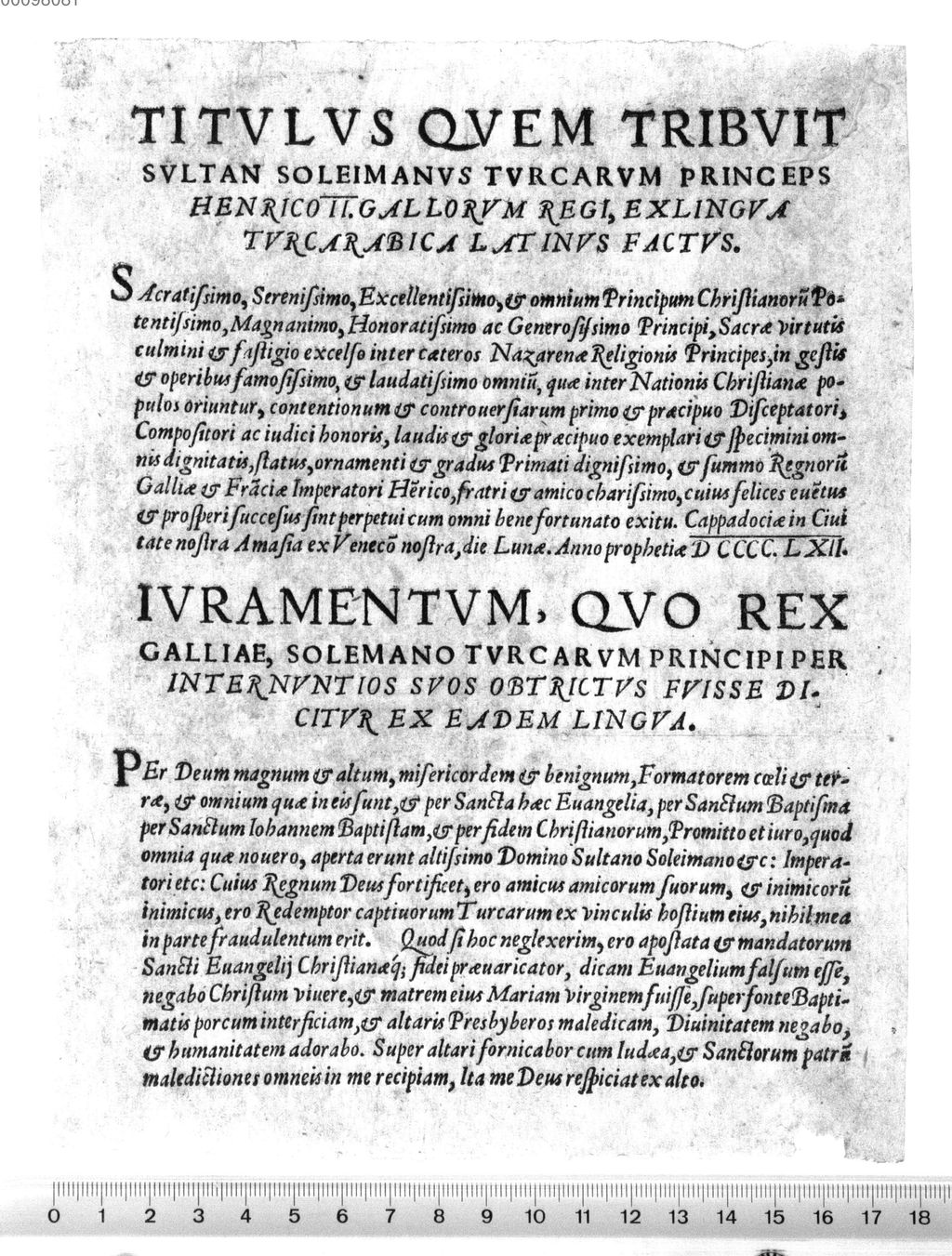 Cover of TITULUS QUEM TRIBUIT SULTAN SOLEIMANUS TURCARUM PRINCEPS HENRICO II. GALLORUM REGI, EX LINGUA TURCARABICA LATINUS FACTUS