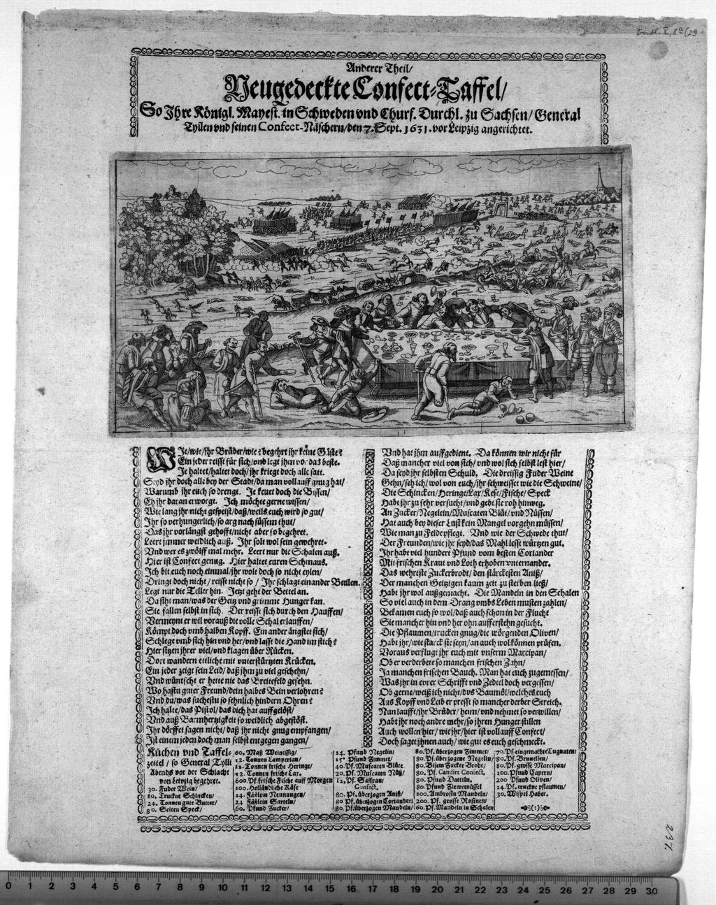 Cover of Anderer Theil Neugedeckte ConfectTaffel So Ihre Königl. Mayest. in Schweden und Churf. Durchl. zu Sachsen General Tyllen und seinen ConfectNäschern den 7. Sept. 1631. vor Leipzig angerichtet