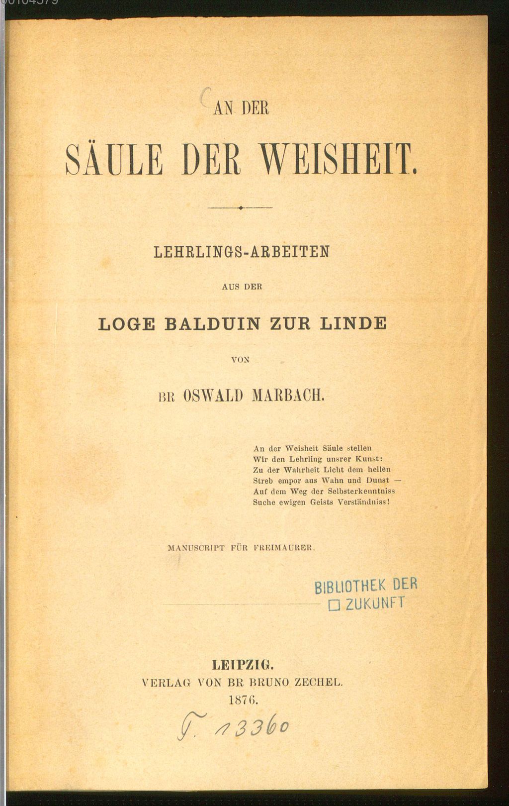 Cover of An der Säule der Weisheit
