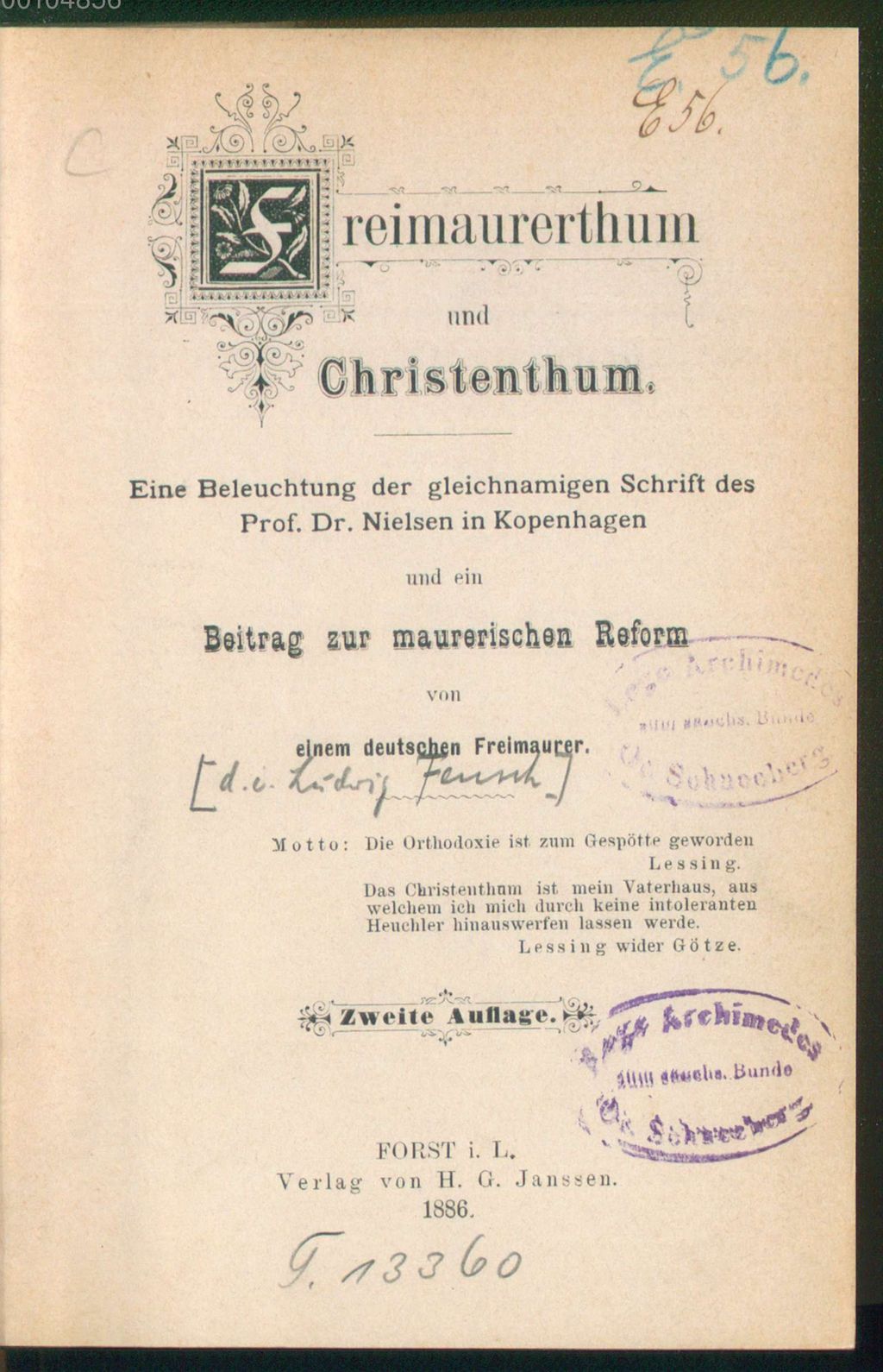 Cover of Freimaurerthum und Christenthum