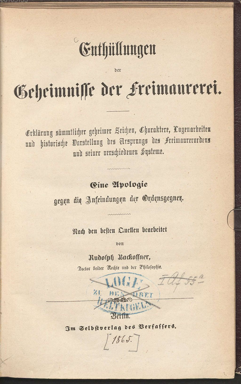 Cover of Enthüllungen der Geheimnisse der Freimaurerei