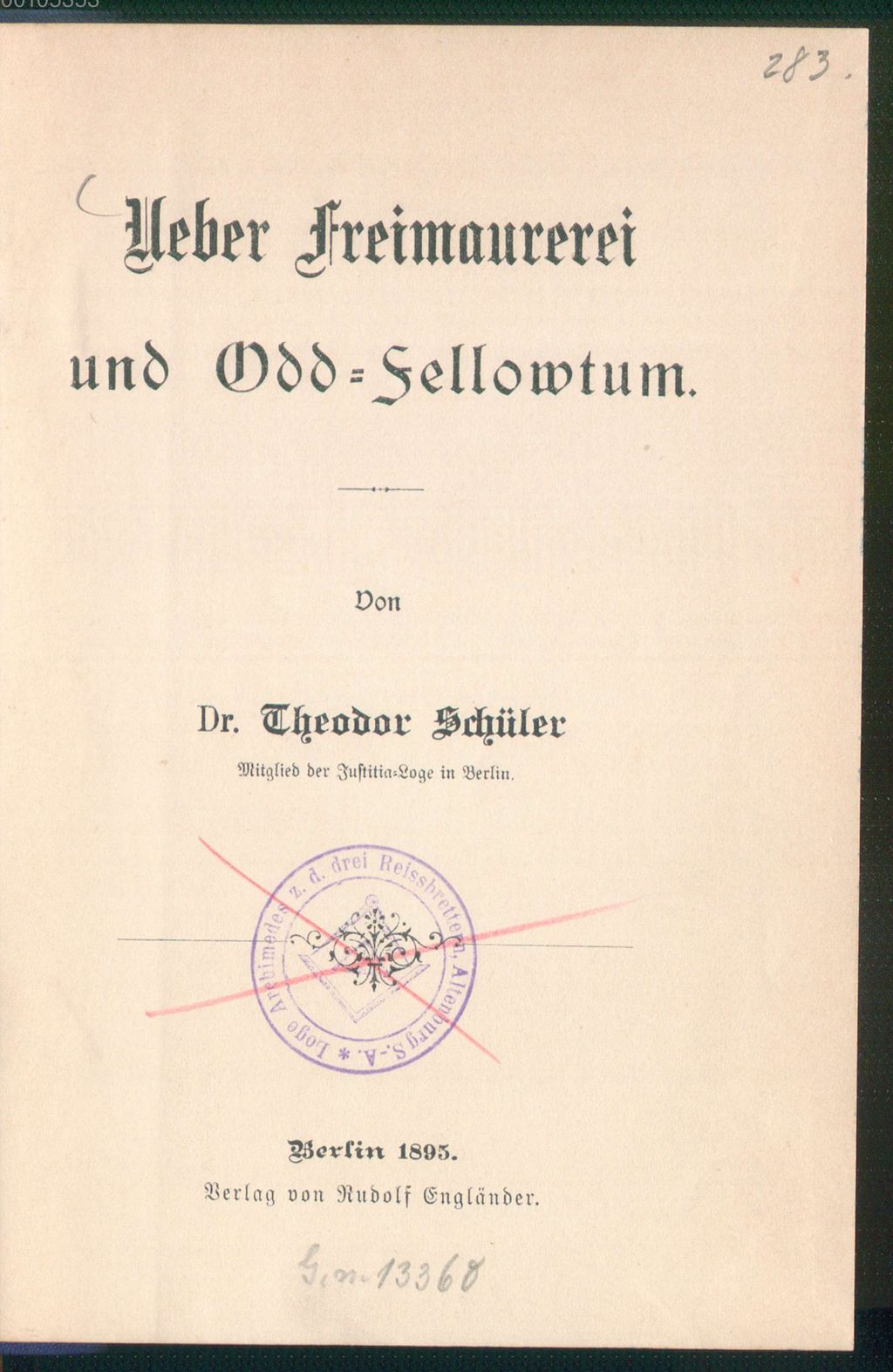 Cover of Ueber Freimaurerei und Odd-Fellowtum