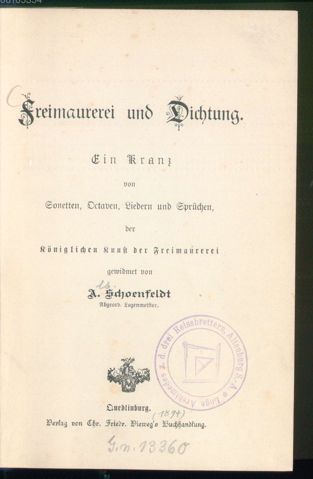 Cover of Freimaurerei und Dichtung
