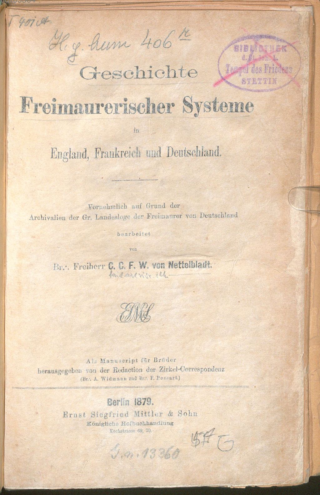 Cover of Geschichte freimaurerischer Systeme in England, Frankreich und Deutschland