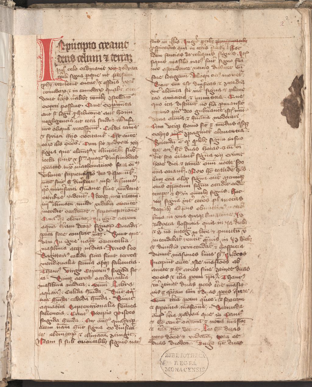 Cover of Tractatus de astrologia 'In principio creavit deus' - BSB Clm 23802