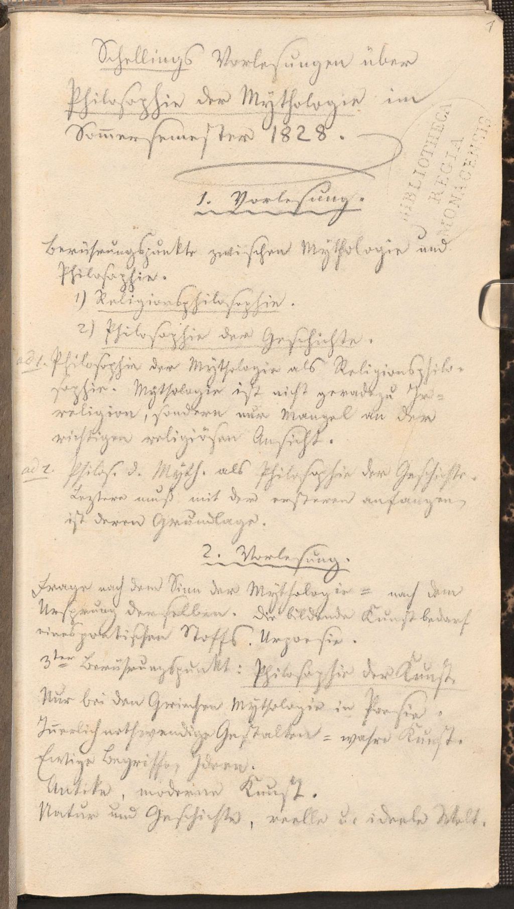 Cover of Schellings Vorlesungen über Philosophie der Mythologie im S. S. 1828 - BSB Cgm 6292
