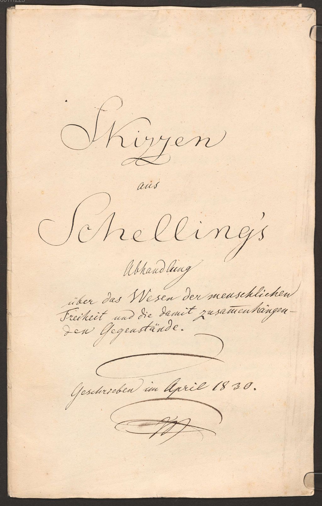 Cover of Skizzen aus Schellings Abhandlung über das Wesen der menschlichen Freiheit 1830 - BSB Cgm 6314