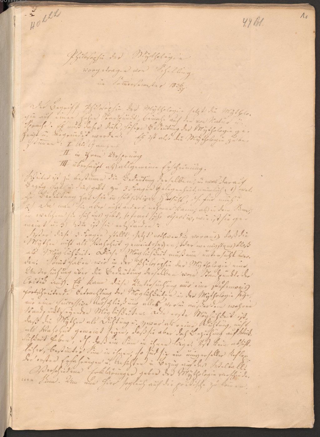 Cover of Philosophie der Mythologie , Vorlesung SS 1836/37, nachgeschrieben von Anton Eberz - BSB Cgm 7473