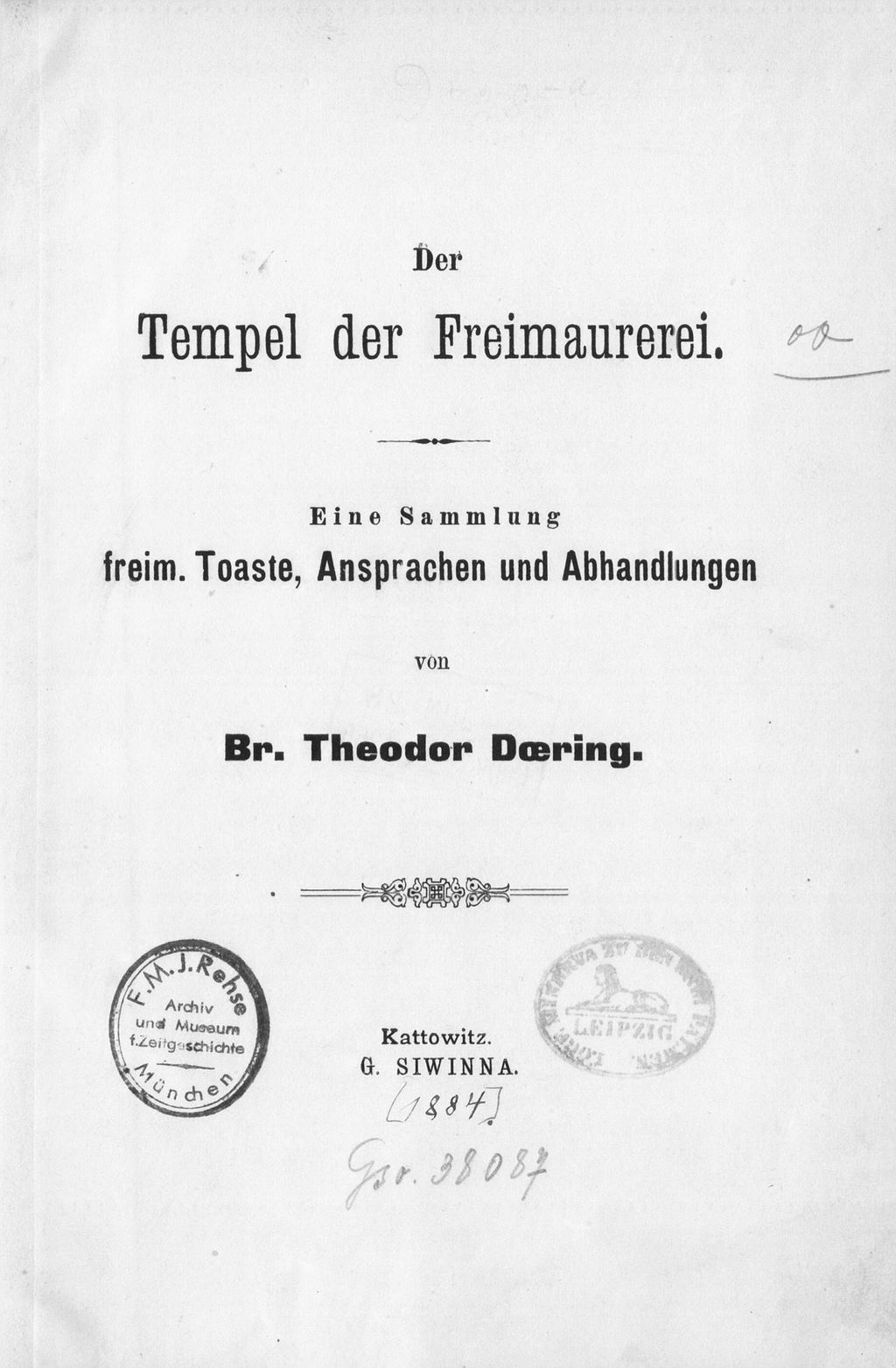 Cover of Der Tempel der Freimaurerei
