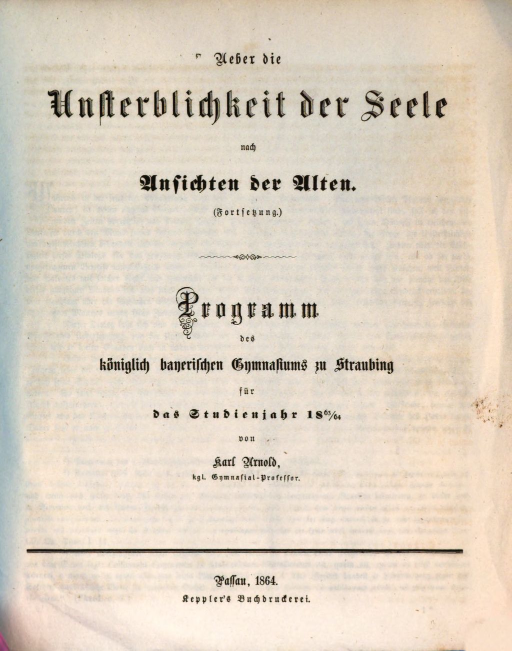 Cover of Ueber die Unsterblichkeit der Seele nach Ansichten der Alten. [2]
