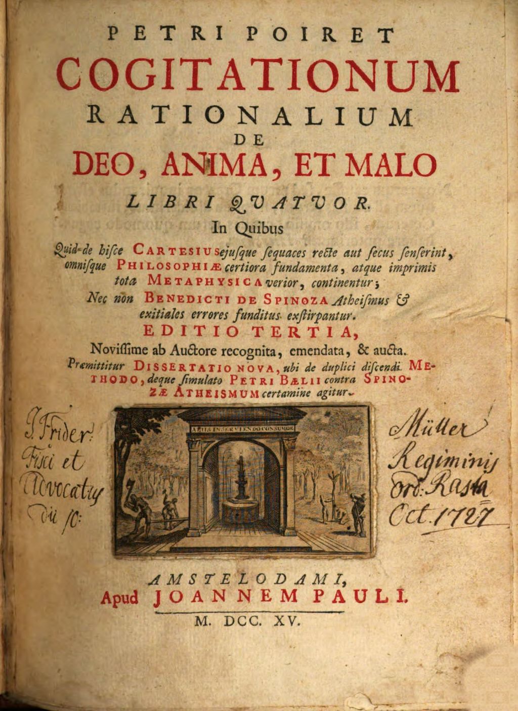 Cover of Petri Poiret Cogitationum rationalium de Deo, anima, et malo Libri quatuor