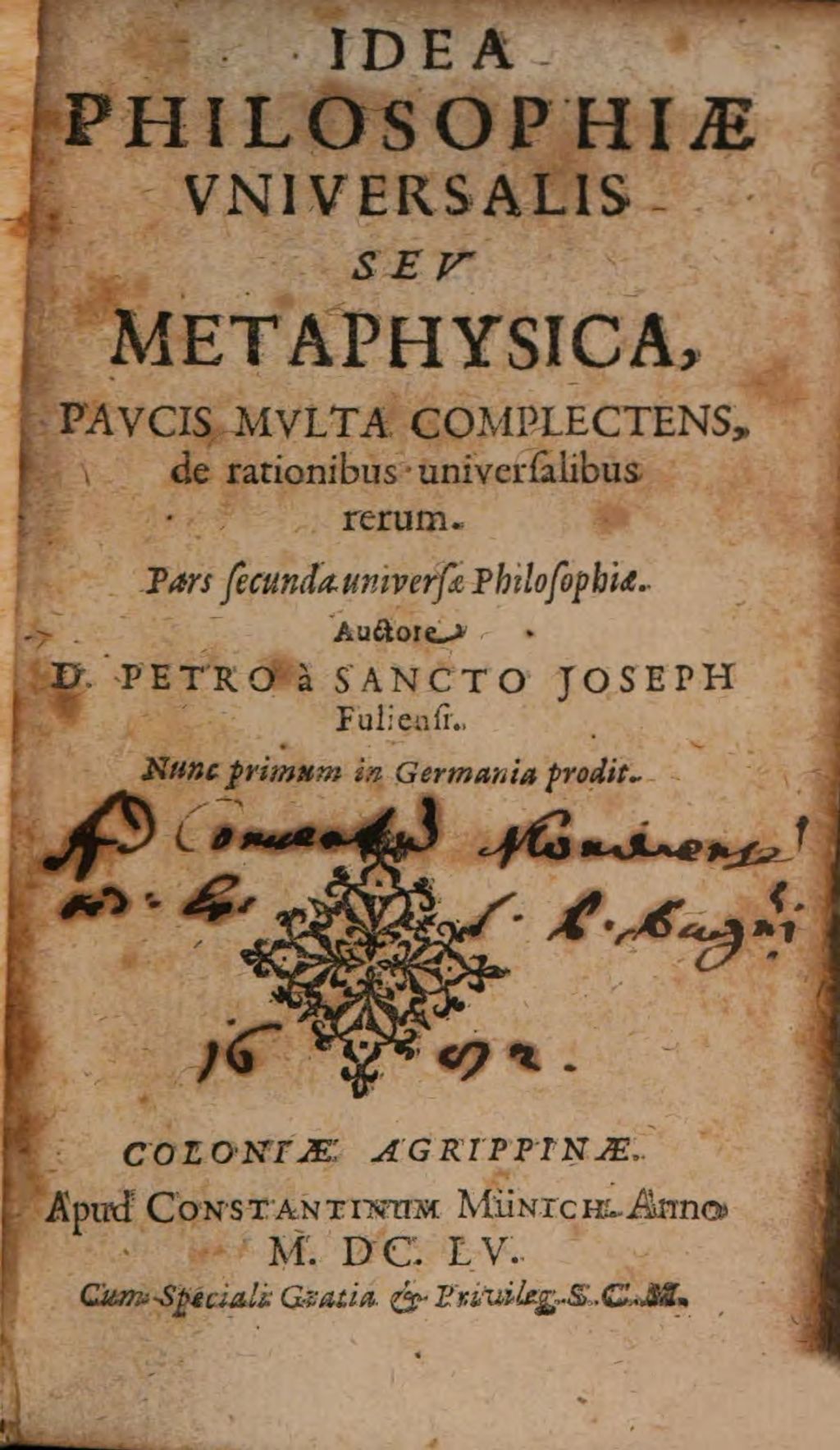 Cover of Idea Philosophiae Vniversalis Sev Metaphysica