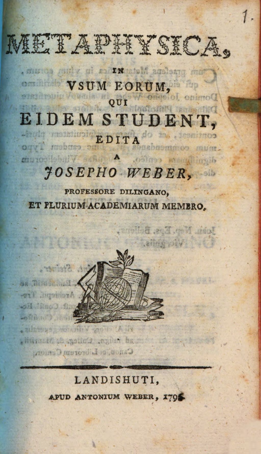 Cover of Metaphysica in usum eorum qui eidem student