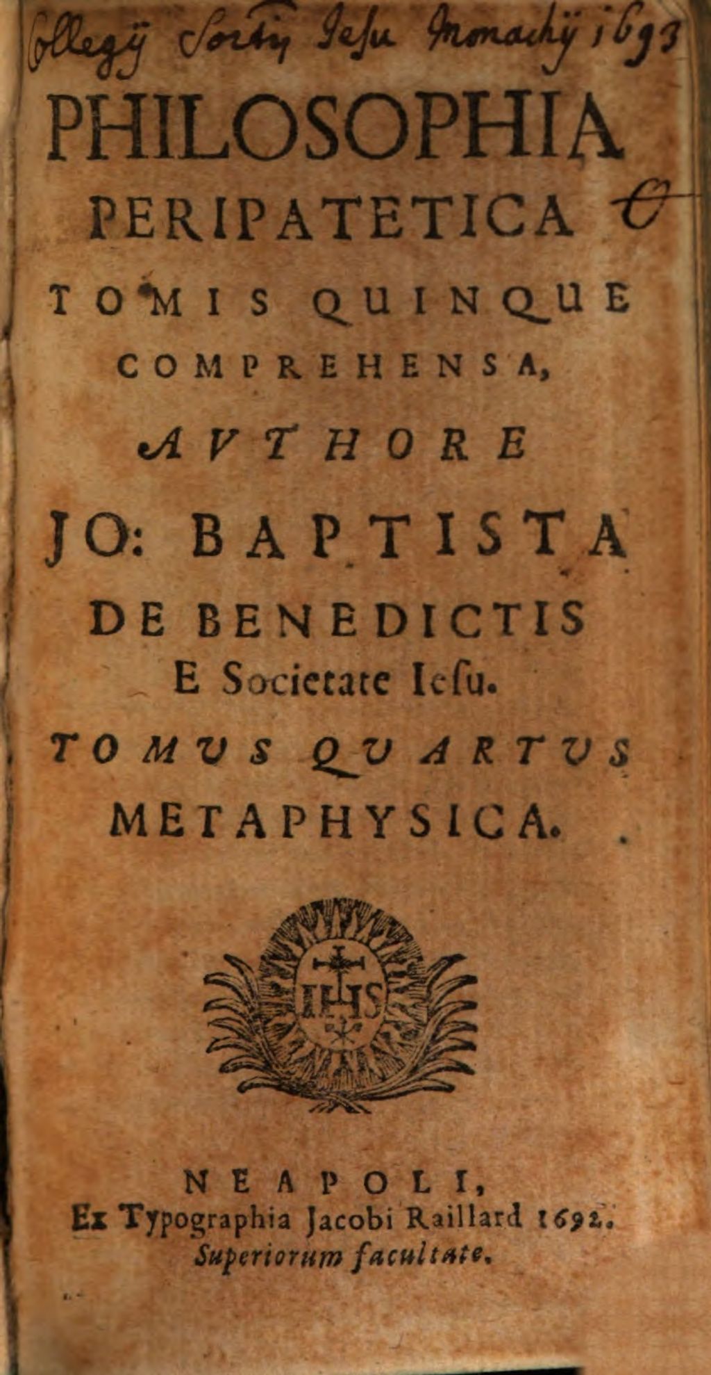 Cover of Philosophia Peripatetica