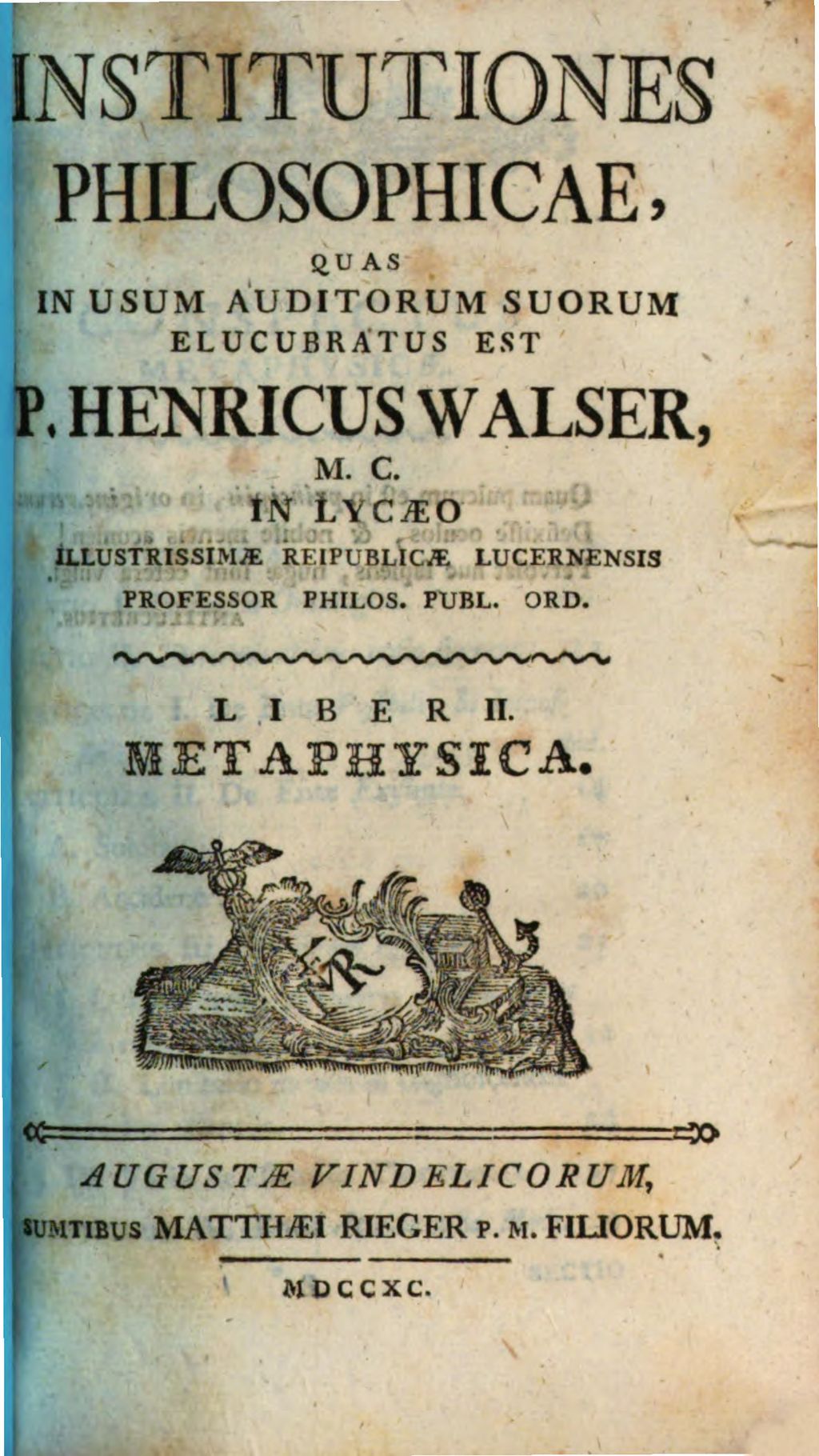Cover of Institutiones philosophicae