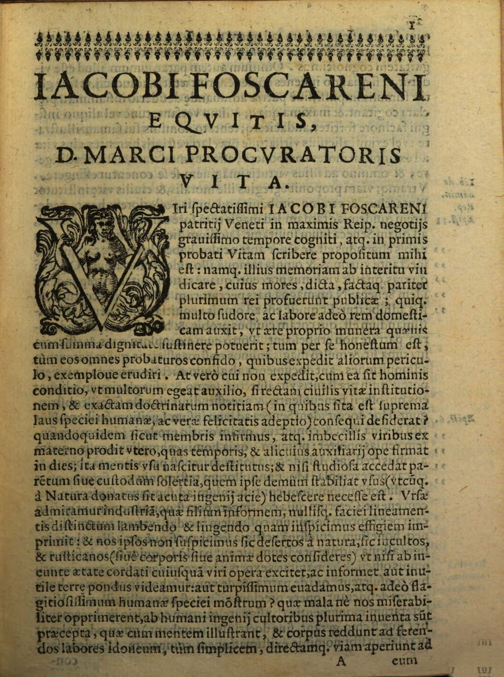 Cover of Iacobi Foscareni Eqvitis, Et D. Marci Procvratoris Vitam Io. Antonivs Rodvlphvs Sfortia Scribebat
