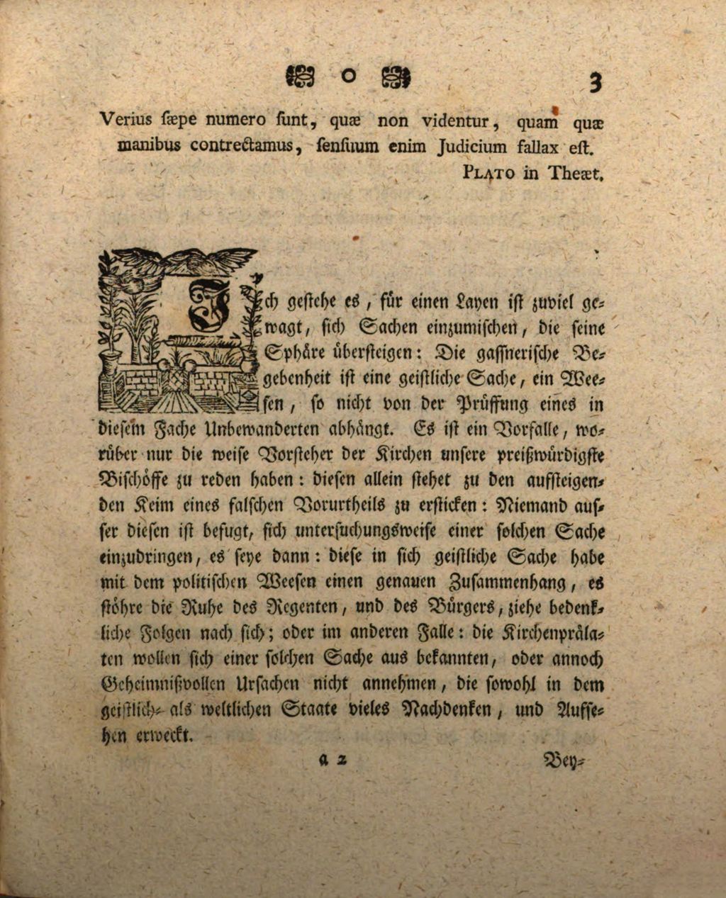 Cover of Joseph Edlen von Sartori Hochfürstl. Ellwangischen Hof- und Regierungs Raths [et]c. [et]c. Politische Gedanken über die nöthige Untersuchung Gassners und der Patienten