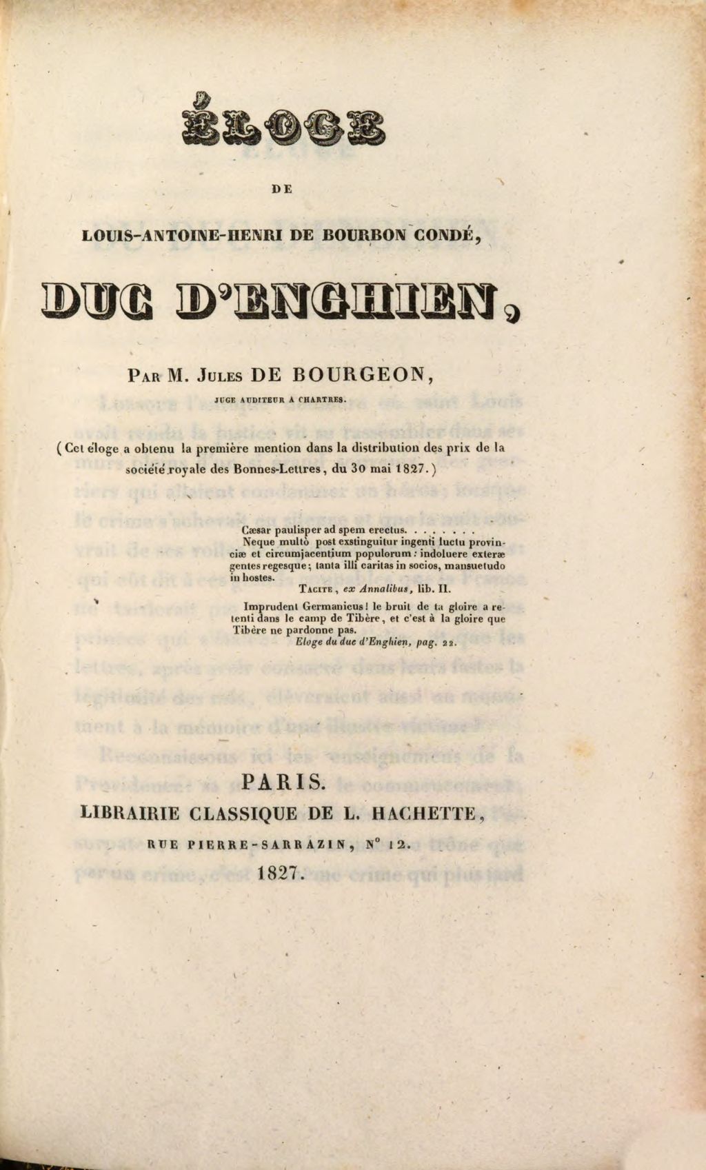 Cover of Éloge du duc d'Enghien