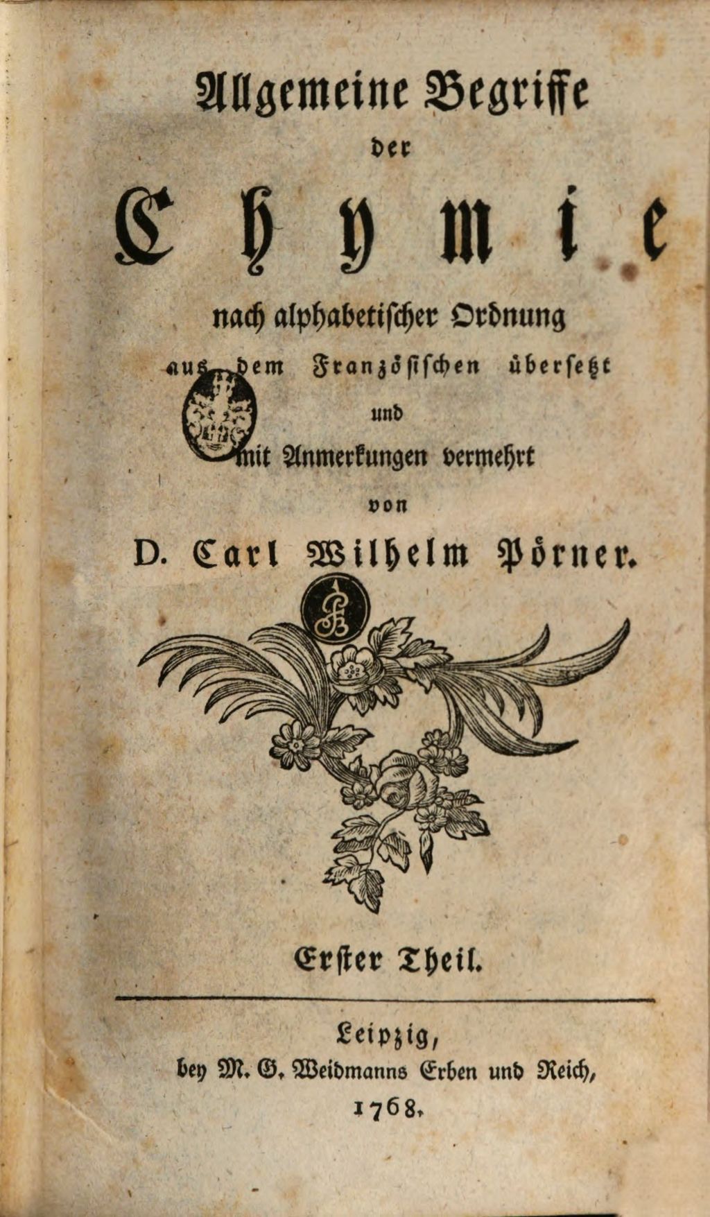 Cover of Allgemeine Begriffe der Chymie . 1
