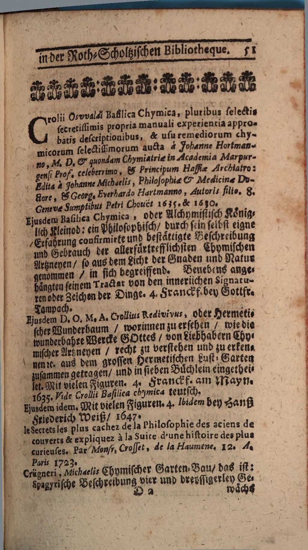 Cover of Bibliotheca Chemica, Oder Catalogus von Chymischen Büchern