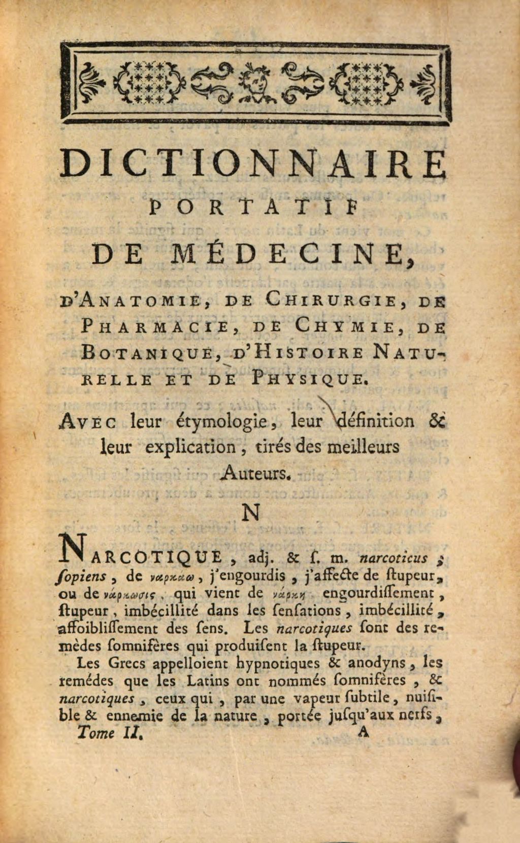 Cover of Dictionnaire Portatif De Médecine, D'Anatomie, De Chirurgie, De Pharmacie, De Chymie , D'Histoire Naturelle, De Botanique Et De Physique