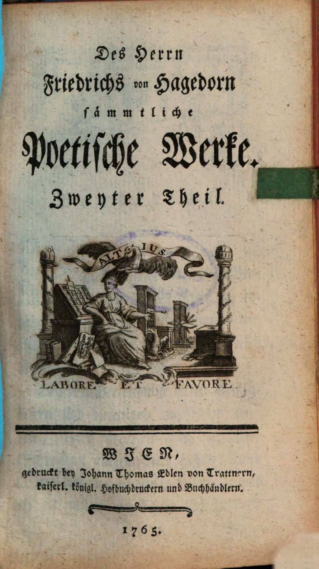 Cover of Des Herrn Friederichs von Hagedorn, sämmtliche Poetische Werke