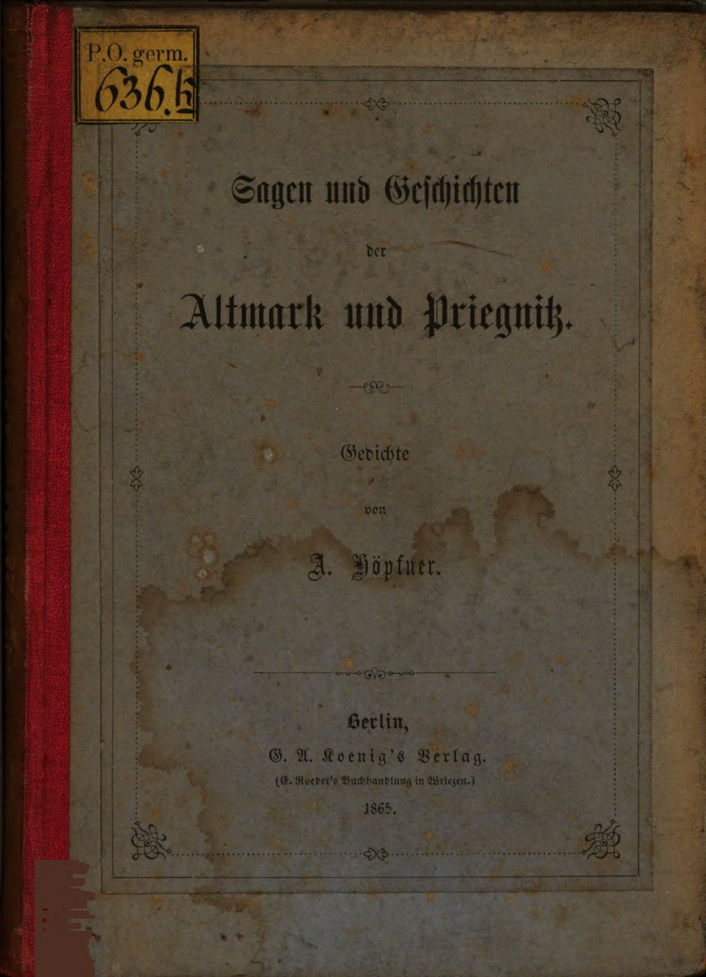 Cover of Sagen und Geschichten der Altmark und Priegnitz
