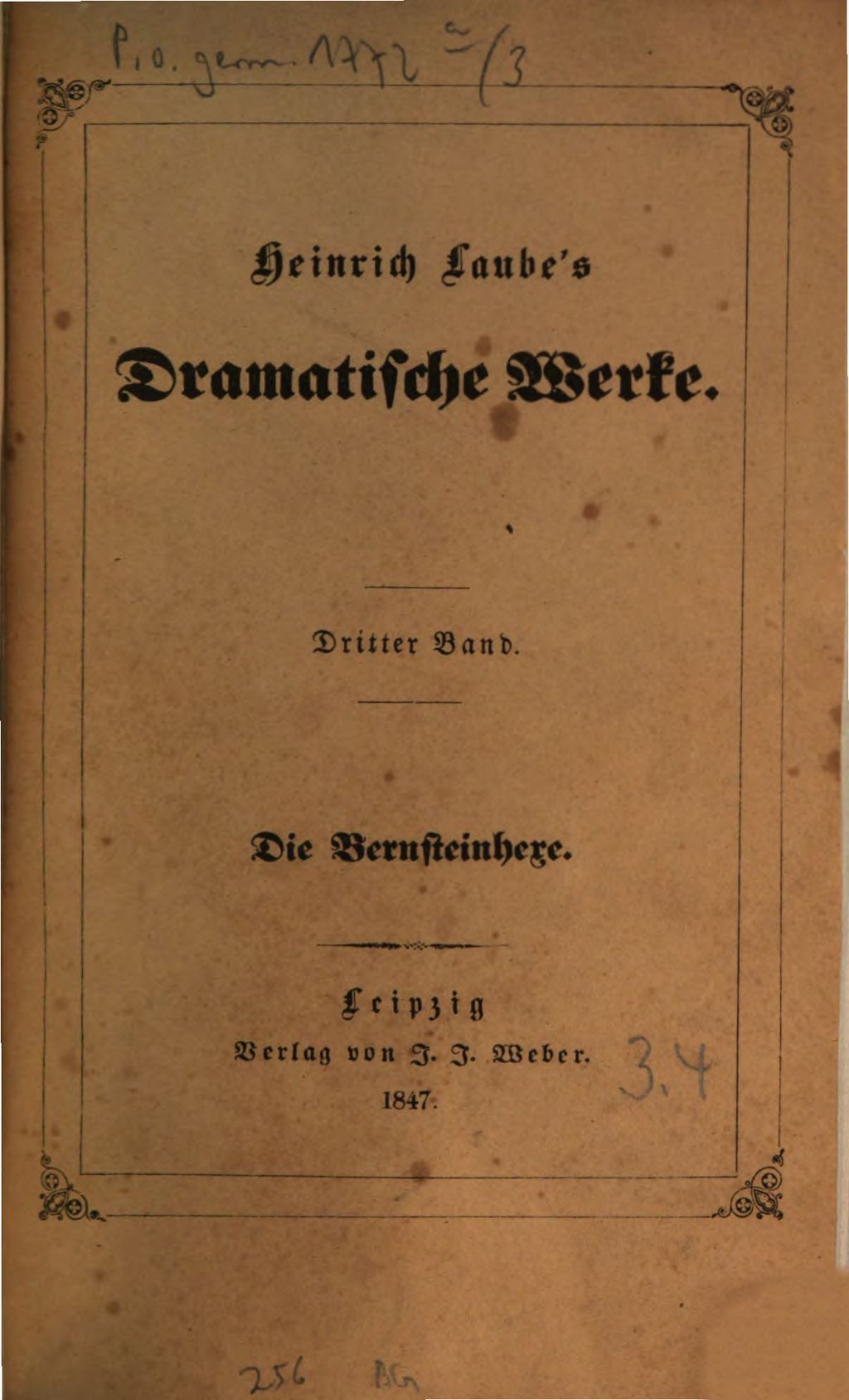 Cover of Heinrich Laube's dramatische Werke. 3, Die Bernsteinhexe